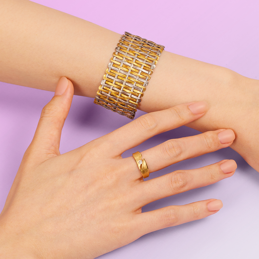 Tuilerie Two Tone Woven Cuff Bracelet 