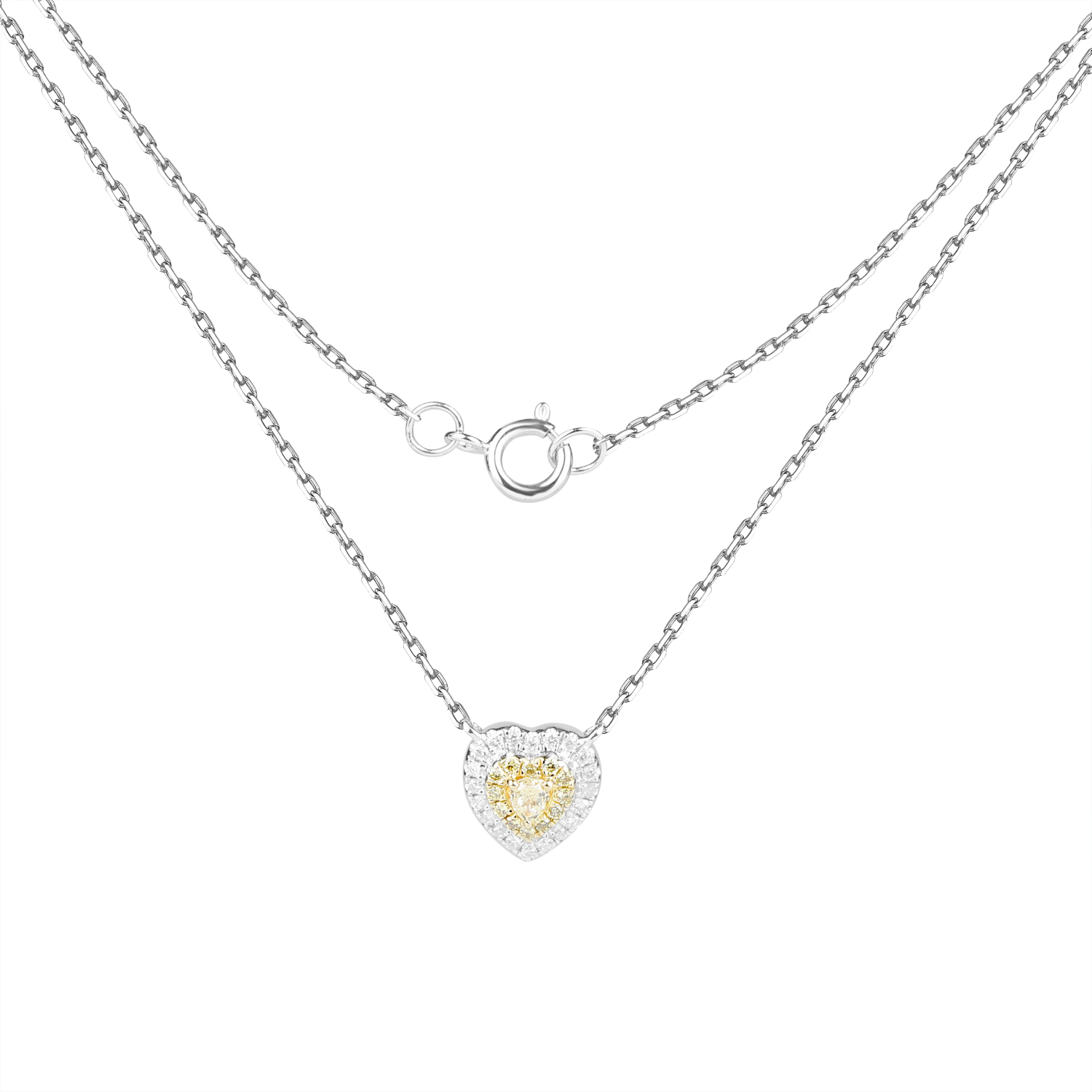 Necklace with a heart-shaped pendant on a white background