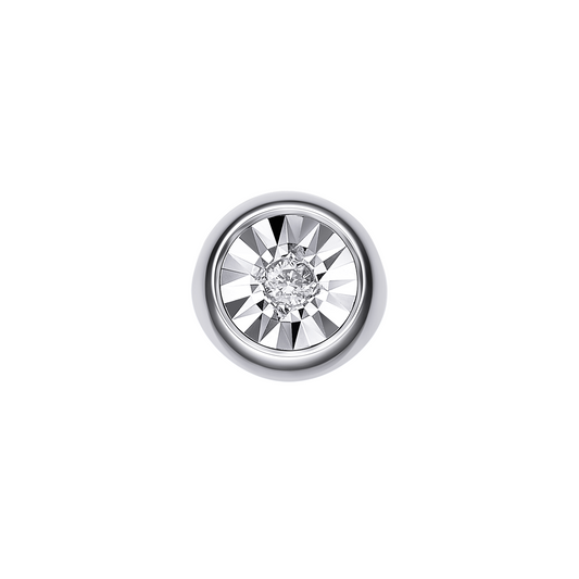 Single stud earring with a clear gemstone on a white background